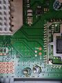 Vtech NB403-IL rev. P02 - PCB top, zoom-in between RU1 (Atheros AR9287-BL1A) and J7.jpg